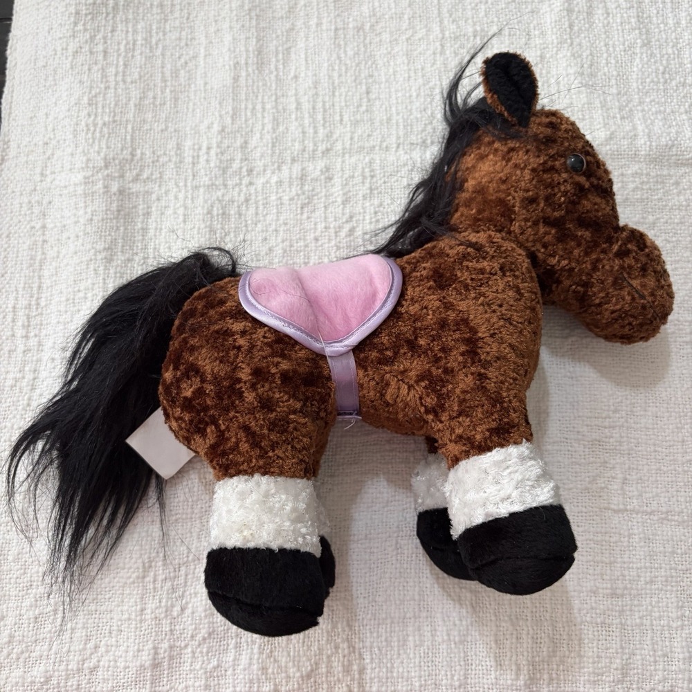 Battat Bay Horse Pony Saddle‎ Brown Plush Animal Ranch Stable Mane Tail Pink
